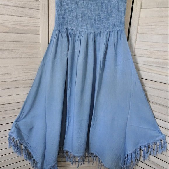 KIWI + PUNCH Fun Denim Strapless Fringed Dress - Picture 2 of 6